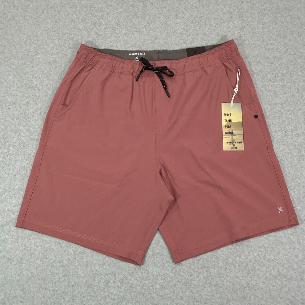 Kenneth Cole Active Tech Running Shorts Mens Large L New Rose 4-Way Stretch NWT
